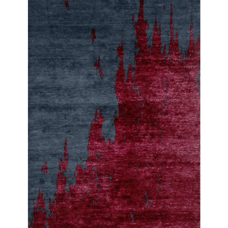 Contemporary modern rug in red and blue abstract pattern rug Polyester machine washable rug for home decor | Bowlift