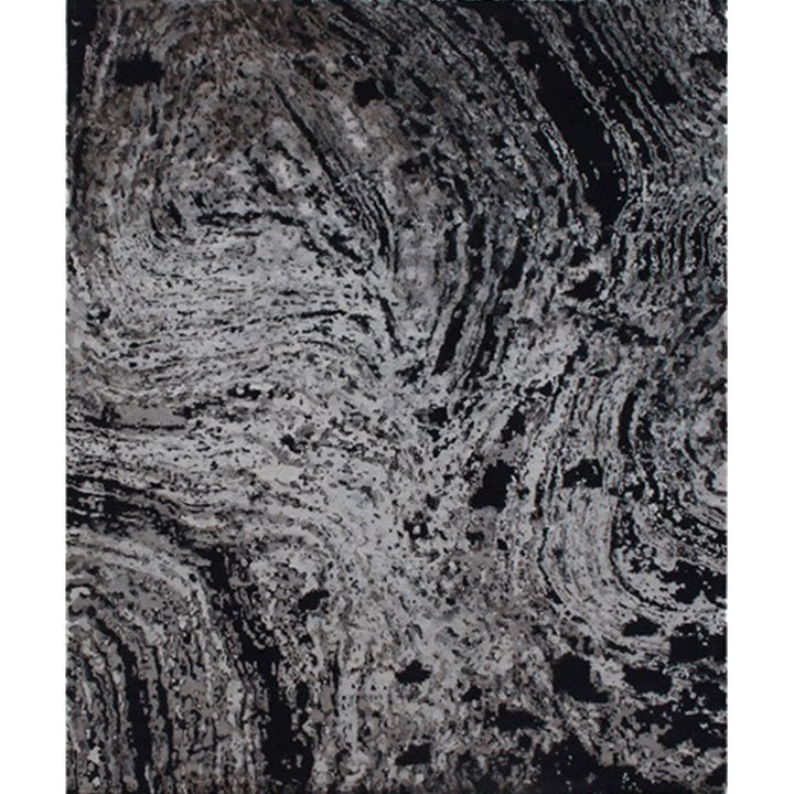 Modern carpet for the living room in black with abstract painting print carpet polyester pet-friendly area rug | Bowlift