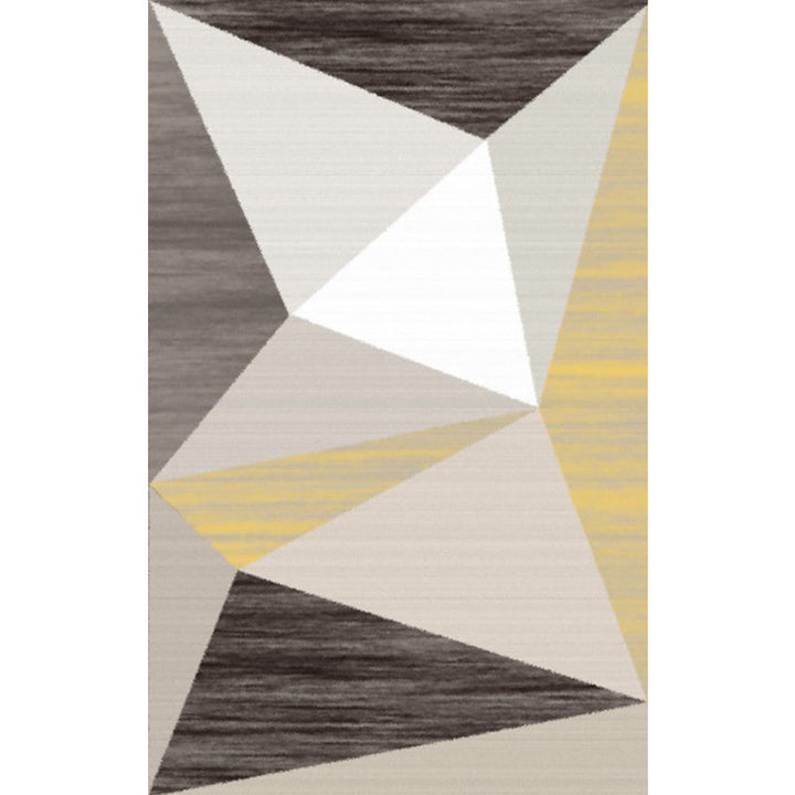 Modern living room rug in gray color block triangle pattern rug polyester non-slip backing rug | Bowlift