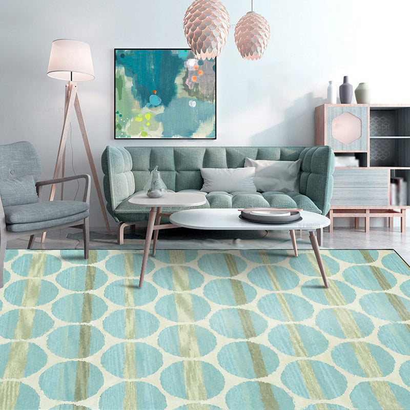 New Modern Carpet in Turquoise Geometric Circle Pattern Carpet Polyester Machine Washable Flooring for Home Decor | Bowlift