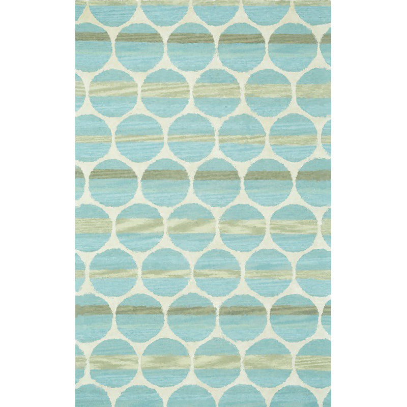 New Modern Carpet in Turquoise Geometric Circle Pattern Carpet Polyester Machine Washable Flooring for Home Decor | Bowlift