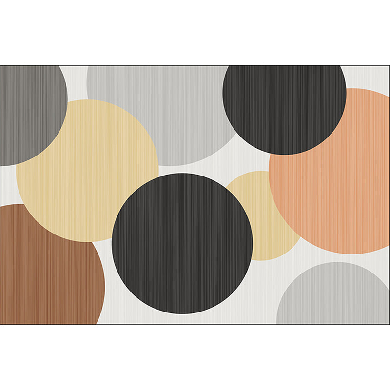 Modern living room rug in Ivory Geometric circle print rug Polyester stain resistant washable rug | Bowlift
