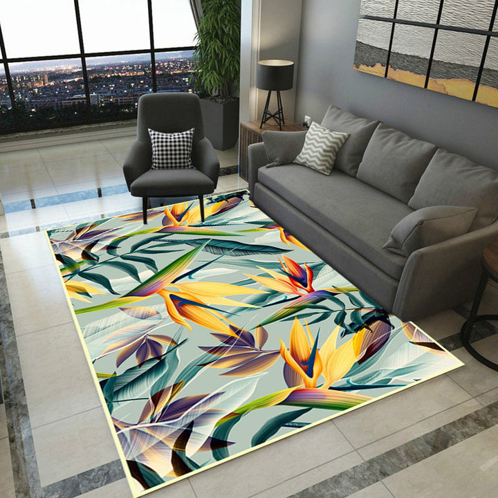 BowLift | Vintage living room rug in green botanical leaf print rug polyester pet-friendly washable area rug