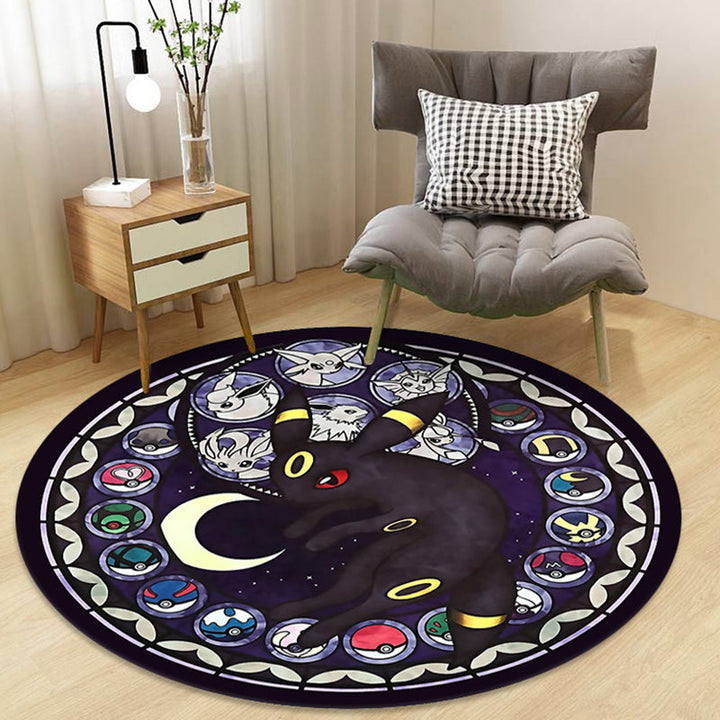 BowLift | Stylish children's rug in black and yellow fairy tale bunny bear snowman pattern rug polyester washable rug for the children's room