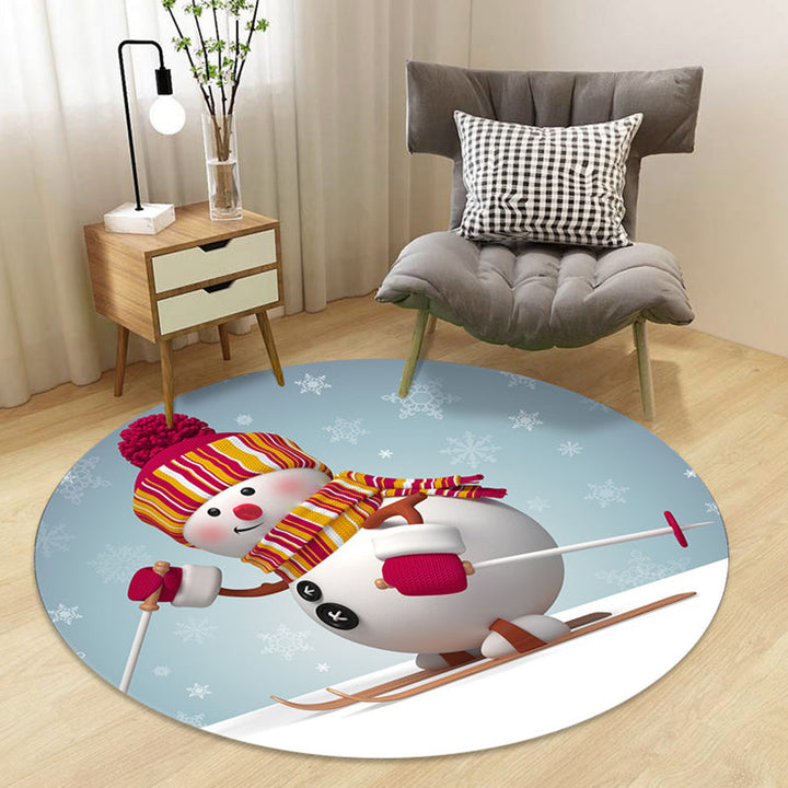 BowLift | Stylish children's rug in black and yellow fairy tale bunny bear snowman pattern rug polyester washable rug for the children's room