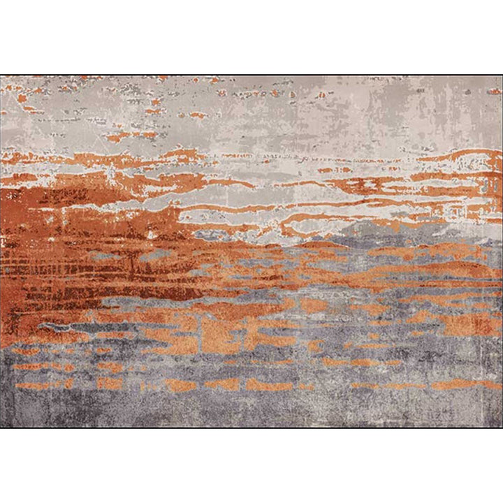 Orange Bedroom Rug Modern Abstract Pattern Rug Polyester Stain Resistant Washable Carpet | Bowlift