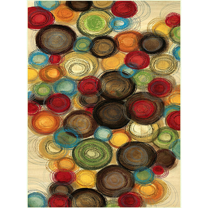 Simple modern rug in yellow abstract circle pattern rug polyester non-slip washable rug for home decor | Bowlift