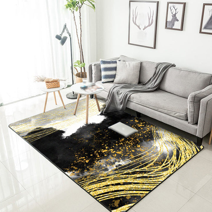 Black and white bedroom rug Modern abstract ink painting line bird pattern area rug polyester washable rug | Bowlift