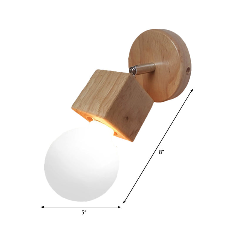 BowLift | Black/White 1 Head Wall Lamp Sconces Industrial Style Wooden Square Wall Mount Light with Circular Wall Plate