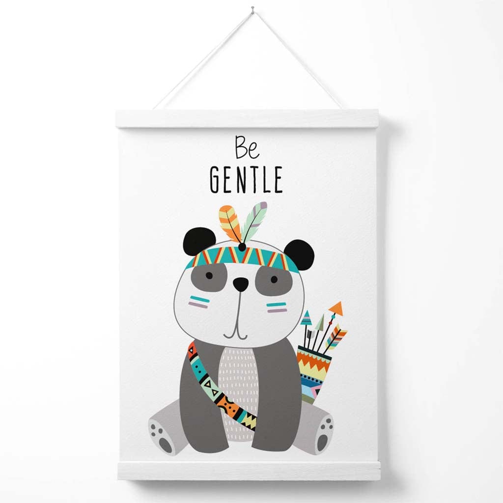 Be gentle Panda Tribal Animal Quote Poster with hanger | Bowlift