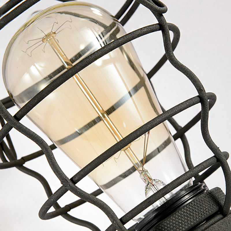 BowLift | Vintage Industrial Coated Wall Lamp 1 Light Metal Wall Mount Light with Water Pipe in Black for Dining Room