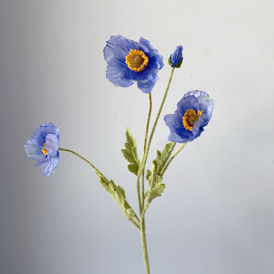 Lifelike Poppy Flower Stem