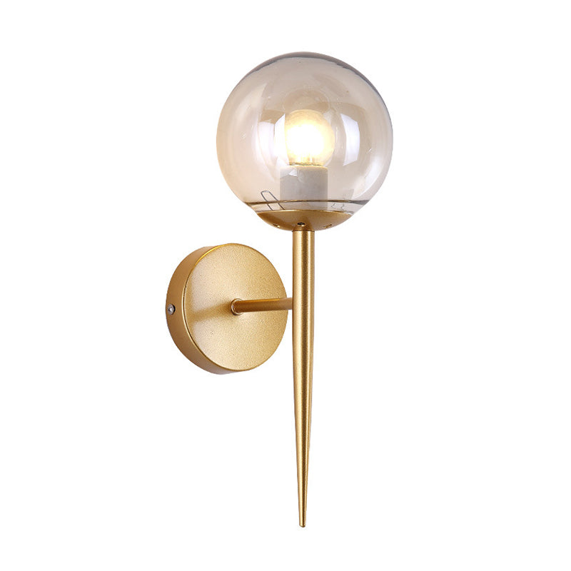 BowLift | Black/Yellow Round Wall Lighting Modern Clear Glass 1 Light Bedroom Wall Lamp Light