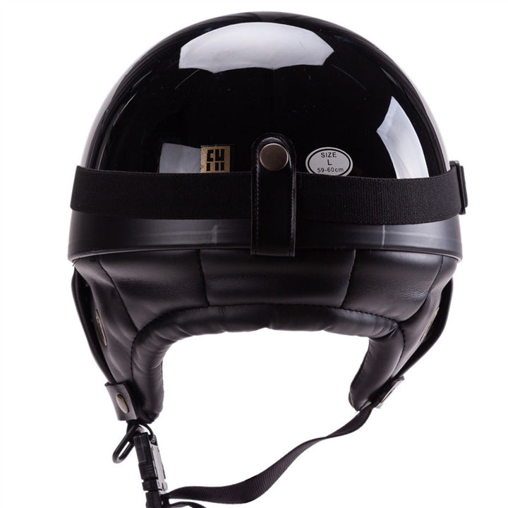 Vintage-Style Open-Face Motorcycle Helmet with Goggles Bowlift