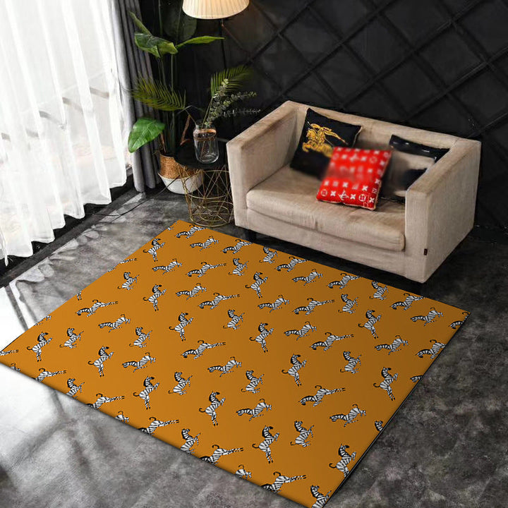BowLift | Orange Children's Room Rug Children's Animal Zebra Pattern Rug Polyester Stain Resistant Rug