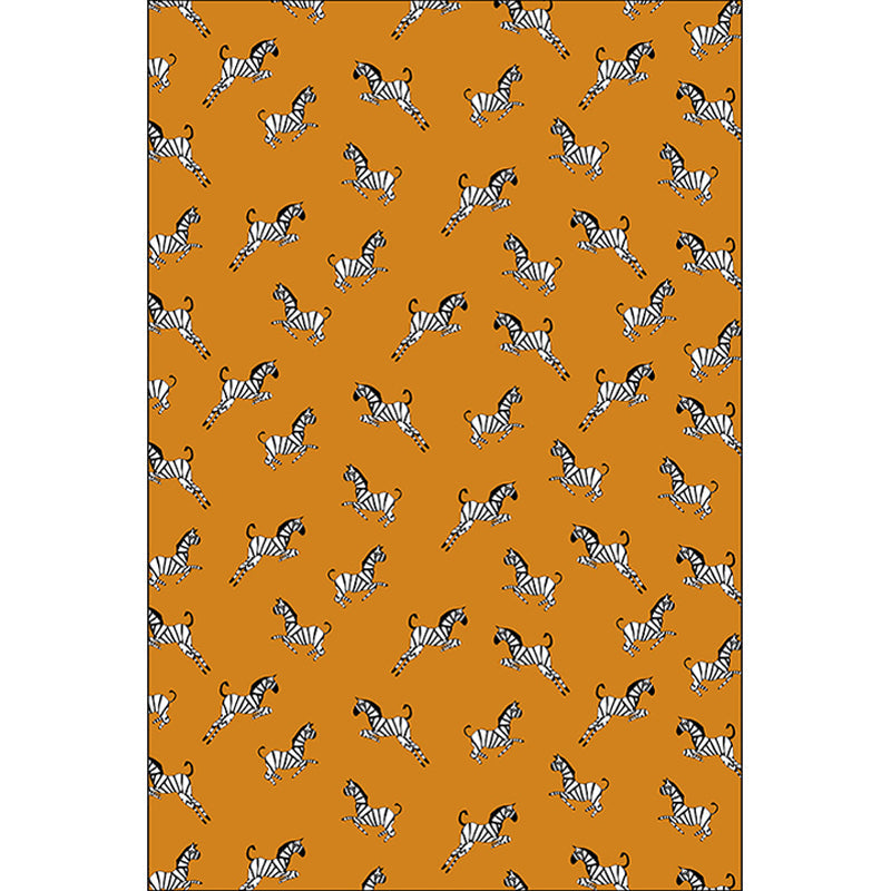BowLift | Orange Children's Room Rug Children's Animal Zebra Pattern Rug Polyester Stain Resistant Rug