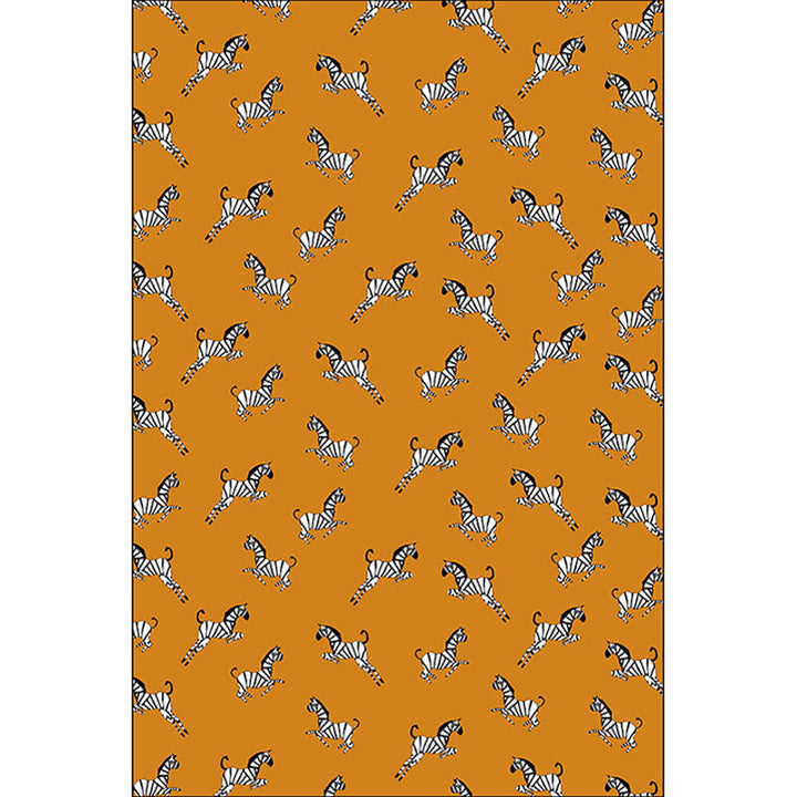 BowLift | Orange Children's Room Rug Children's Animal Zebra Pattern Rug Polyester Stain Resistant Rug