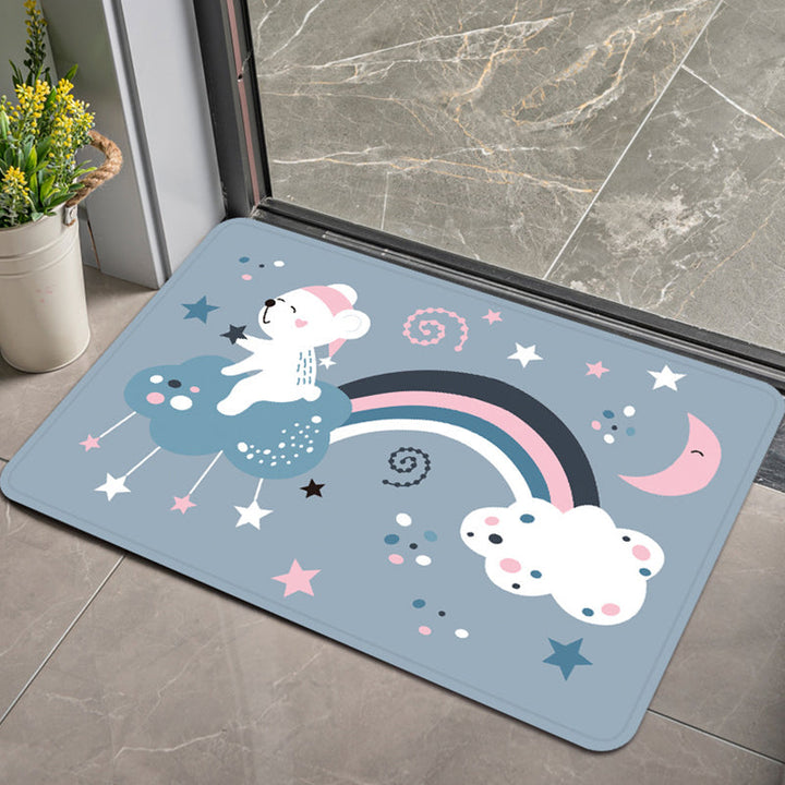 BowLift | Stylish Children's Rug in Pink and Purple Animal Swan Dog Bear Pattern Rug Polyester Pet-Friendly Carpet for Children's Room