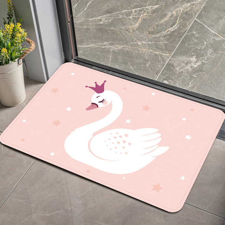 BowLift | Stylish Children's Rug in Pink and Purple Animal Swan Dog Bear Pattern Rug Polyester Pet-Friendly Carpet for Children's Room