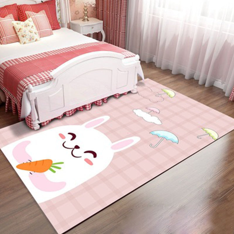 BowLift | Stylish children's rug in pink animal unicorn cat rabbit pattern rug polyester pet-friendly rug for the children's room
