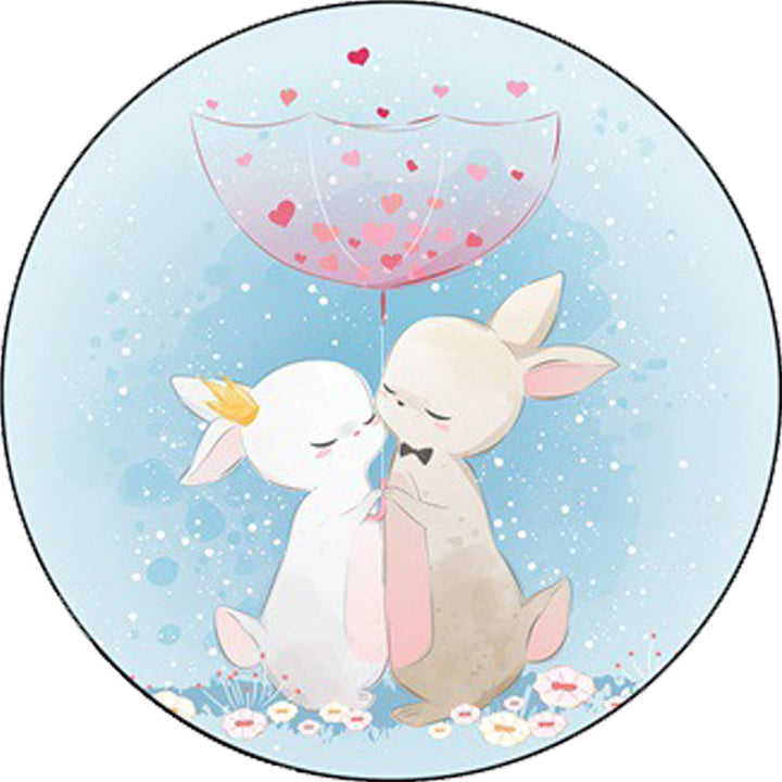 BowLift | Blue and Pink Children's Room Carpet Child Animal Horse Rabbit Pattern Carpet Polyester Non-Slip Back Carpet