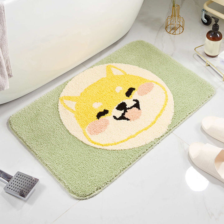 BowLift | Green Children's Room Rug Kids Animal Dog Circle Pattern Area Rug Polyester Non-Slip Background Carpet