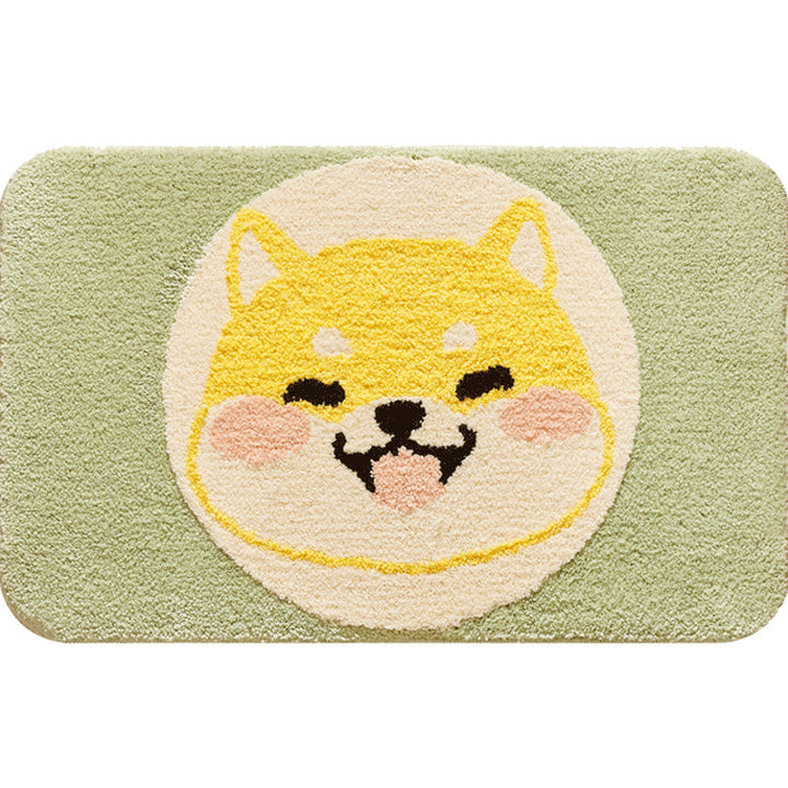 BowLift | Green Children's Room Rug Kids Animal Dog Circle Pattern Area Rug Polyester Non-Slip Background Carpet