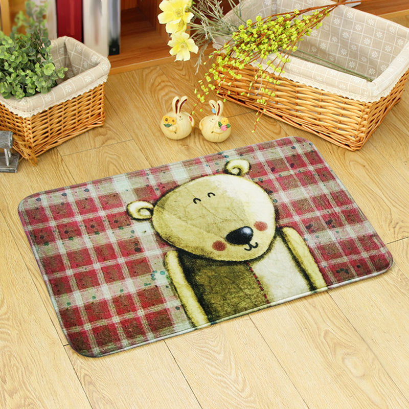 BowLift | Beautiful children's carpet in orange and green with animal bear mouse pattern carpet polyester non-slip carpet for the children's room