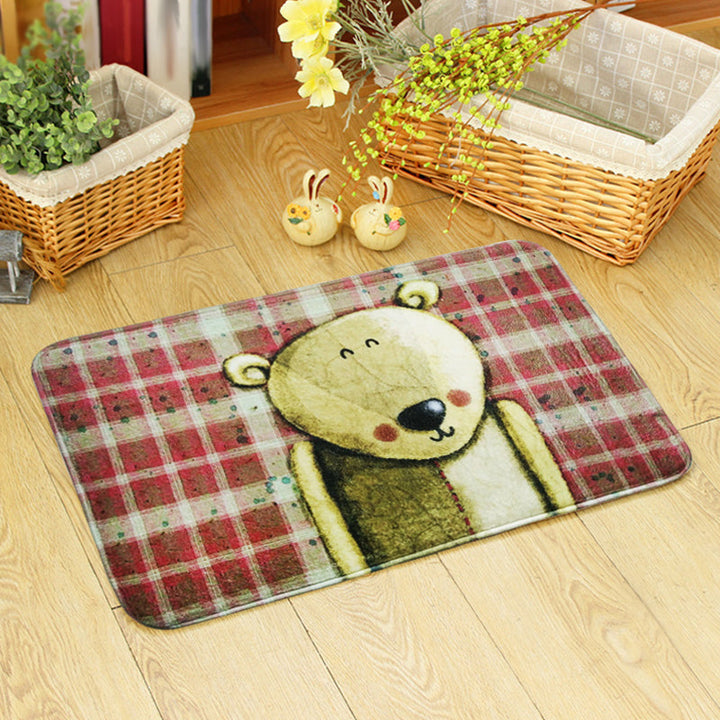 BowLift | Beautiful children's carpet in orange and green with animal bear mouse pattern carpet polyester non-slip carpet for the children's room
