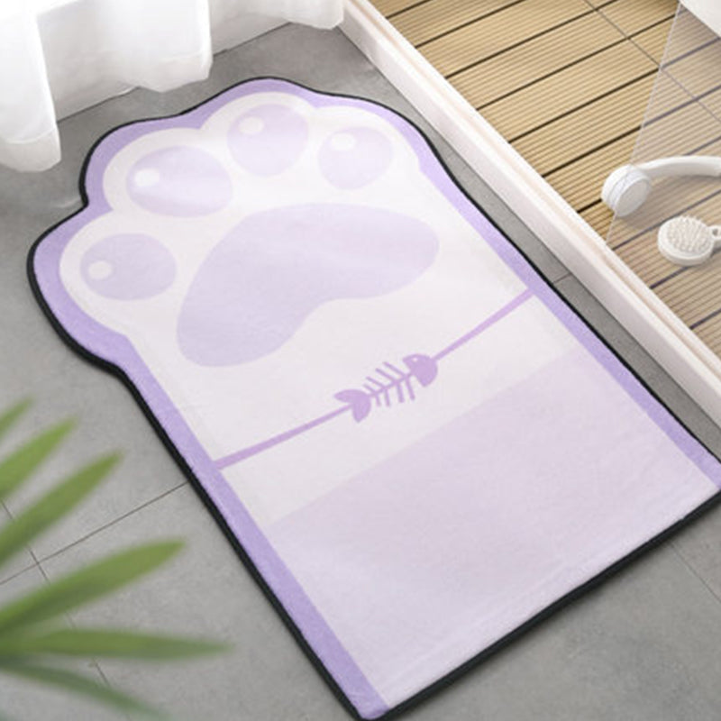 BowLift | Kids Bedroom Uneven Carpet in Pink and Purple Animal Paw Bow Print Carpet Polyester Non-Slip Background Carpet