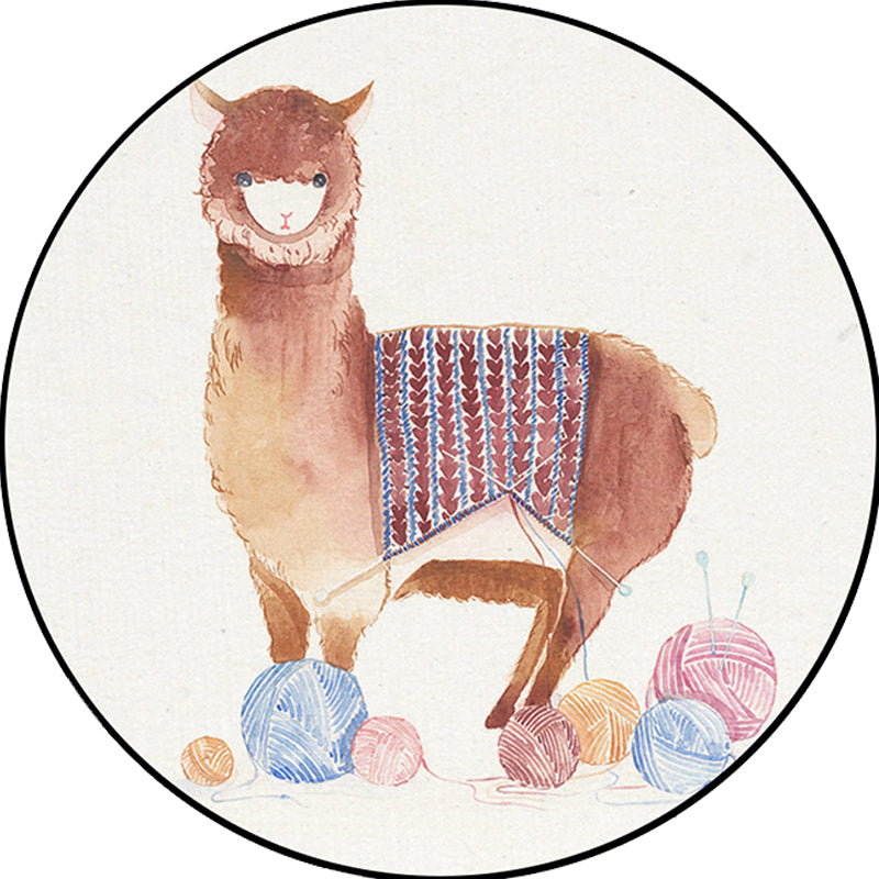 BowLift | Children's Room Rug in White Animal Fox Koala Alpaca Print Rug Polyester Pet Friendly Washable Area Rug