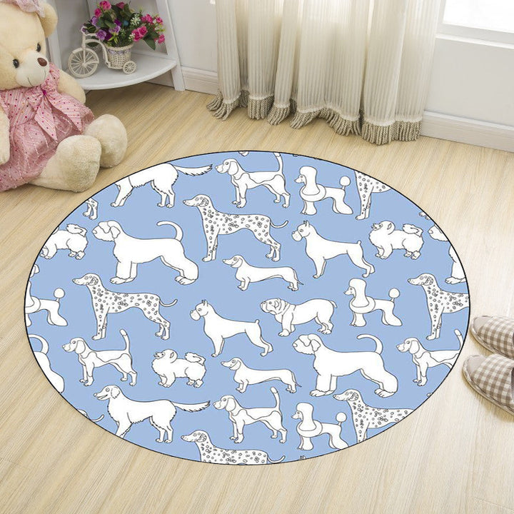 BowLift | Yellow and Pink Children's Room Rug Children Animal Dog Watermelon Leaf Pattern Carpet Polyester Washable Rug