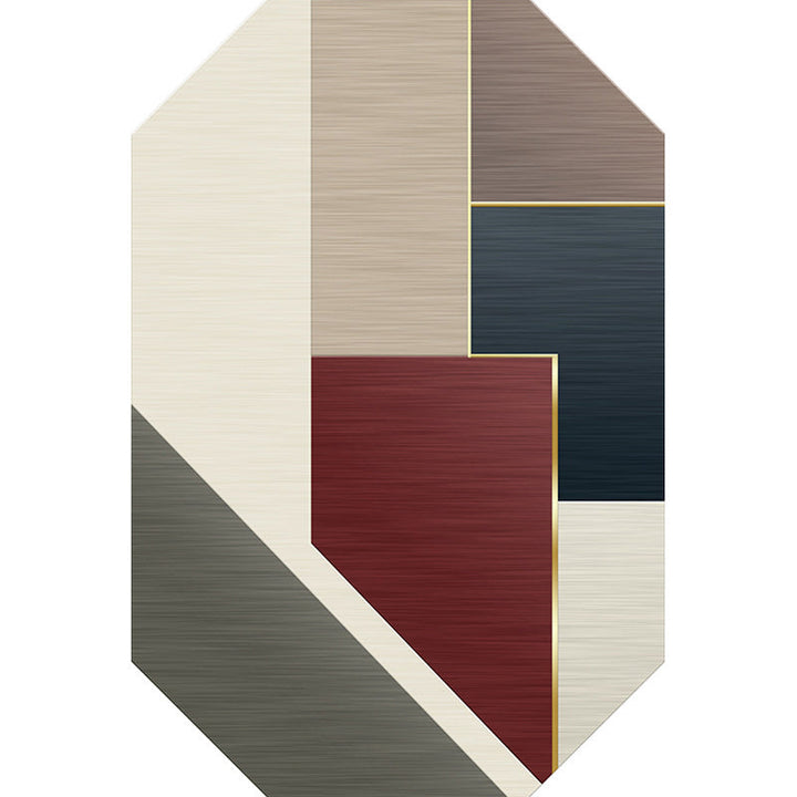 BowLift | Modern Living Room Irregular Area Rug in Brown Color Block Pattern Rug Polyester Machine Washable Area Rug