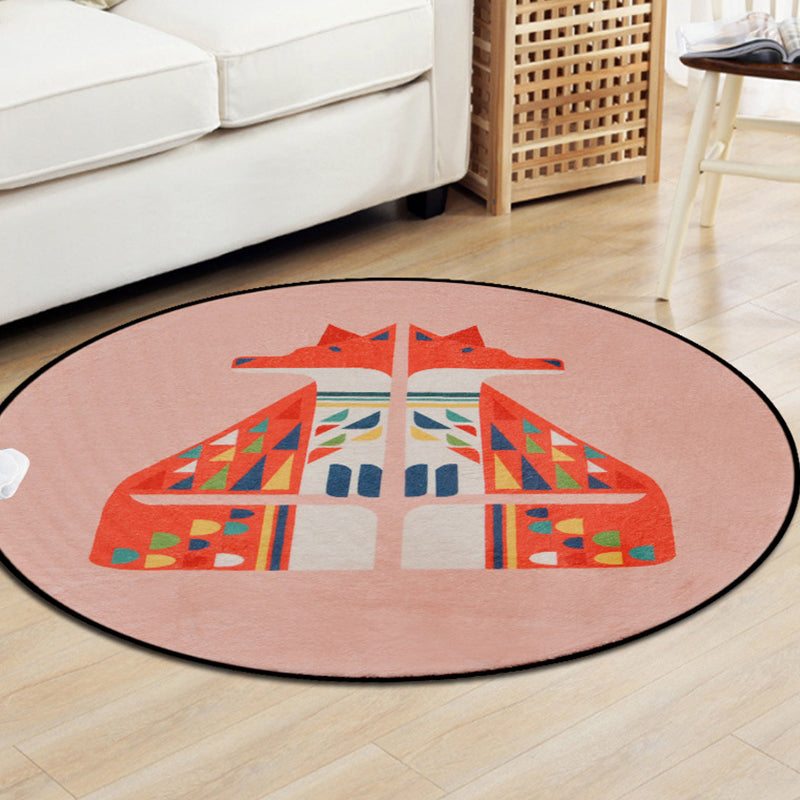BowLift | Brown and White Children's Room Carpet Kids Animal Fox Fawn Geometric Pattern Area Rug Polyester Stain-Resistant Carpet