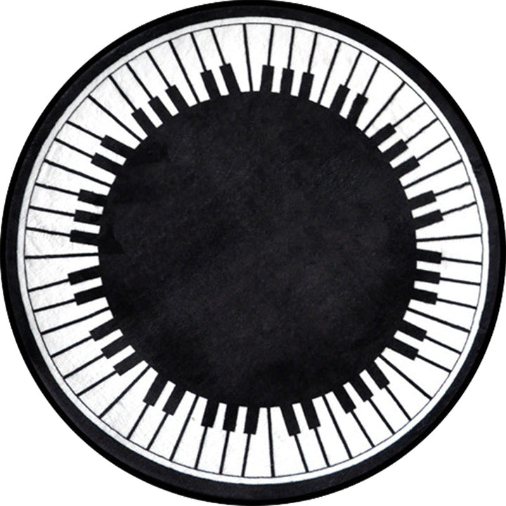 BowLift | Stylish Children's Rug in Black and White Music Piano Pattern Rug Polyester Pet Friendly Carpet for Nursery