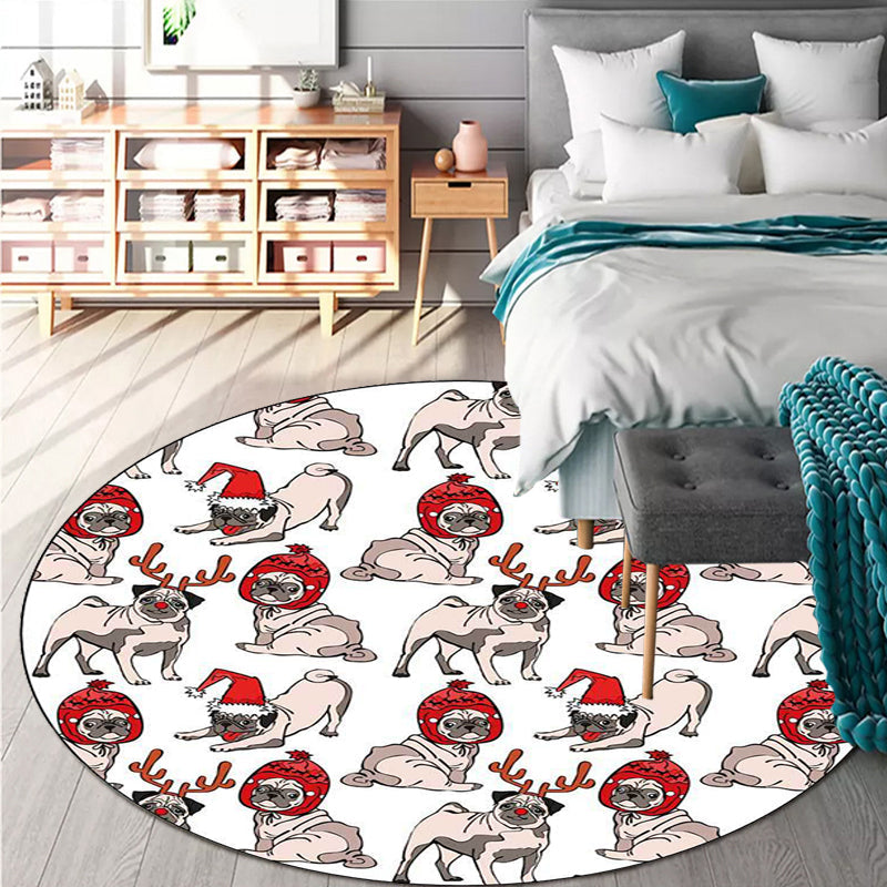 BowLift | Children's room carpet in brown and pink animal dog cat print carpet polyester non-slip back carpet
