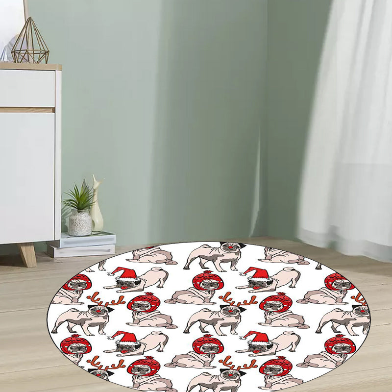 BowLift | Children's room carpet in brown and pink animal dog cat print carpet polyester non-slip back carpet