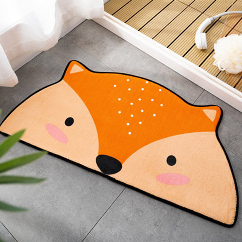 BowLift | Irregular Children's Room Carpet Orange and Green Animal Frog Cat Bear Pattern Area Rug Polyester Pet Friendly Carpet