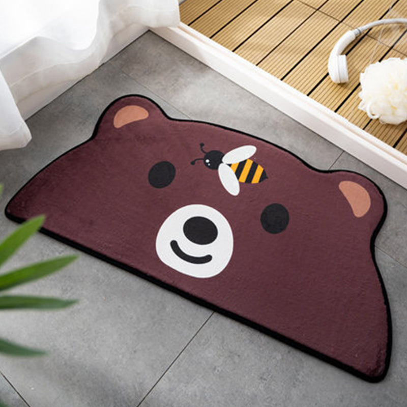 BowLift | Irregular Children's Room Carpet Orange and Green Animal Frog Cat Bear Pattern Area Rug Polyester Pet Friendly Carpet