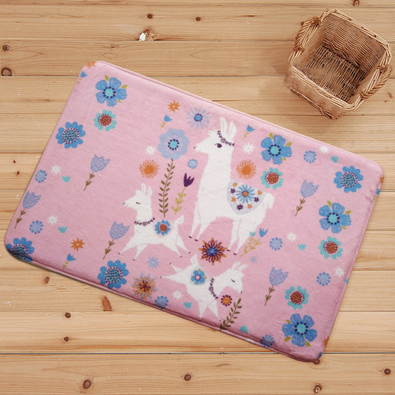 BowLift | Blue and Black Children's Room Rug Animal Alpaca Pattern Carpet Polyester Stain Resistant Rug