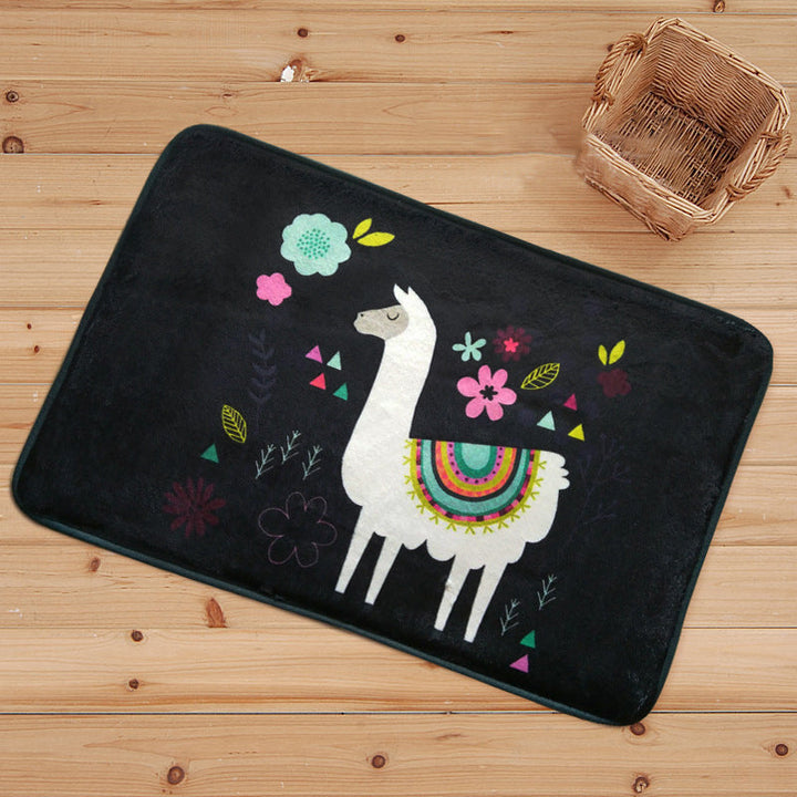 BowLift | Blue and Black Children's Room Rug Animal Alpaca Pattern Carpet Polyester Stain Resistant Rug