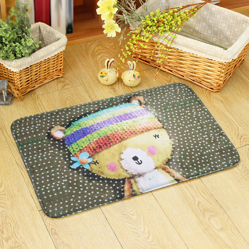 BowLift | Blue and green children's room rug children's animals bear rabbit bee pattern rug polyester machine washable rug