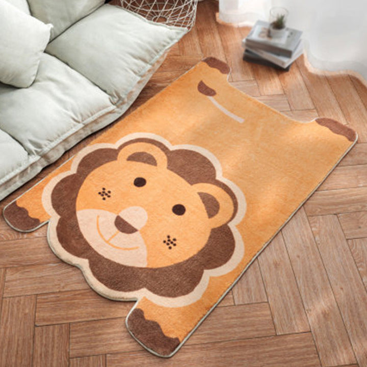 BowLift | Unique Children Irregular Rug in White and Pink Animal Lion Panda Pattern Rug Polyester Non-Slip Carpet for Children's Room