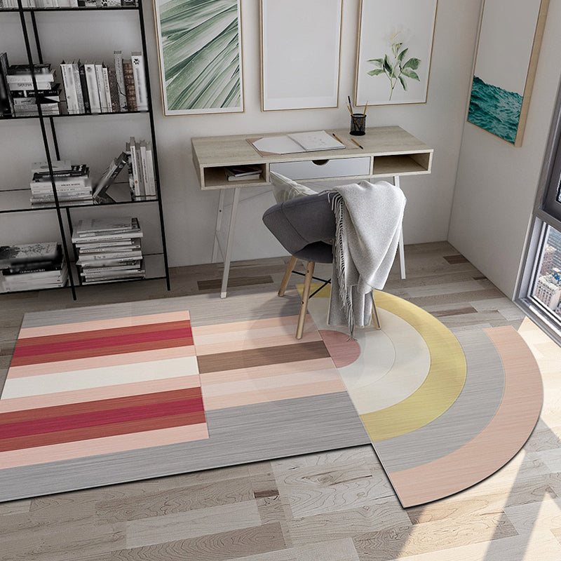 BowLift | Modern Living Room Irregular Carpet Colorful Block Pattern Carpet Polyester Pet-Friendly Carpet