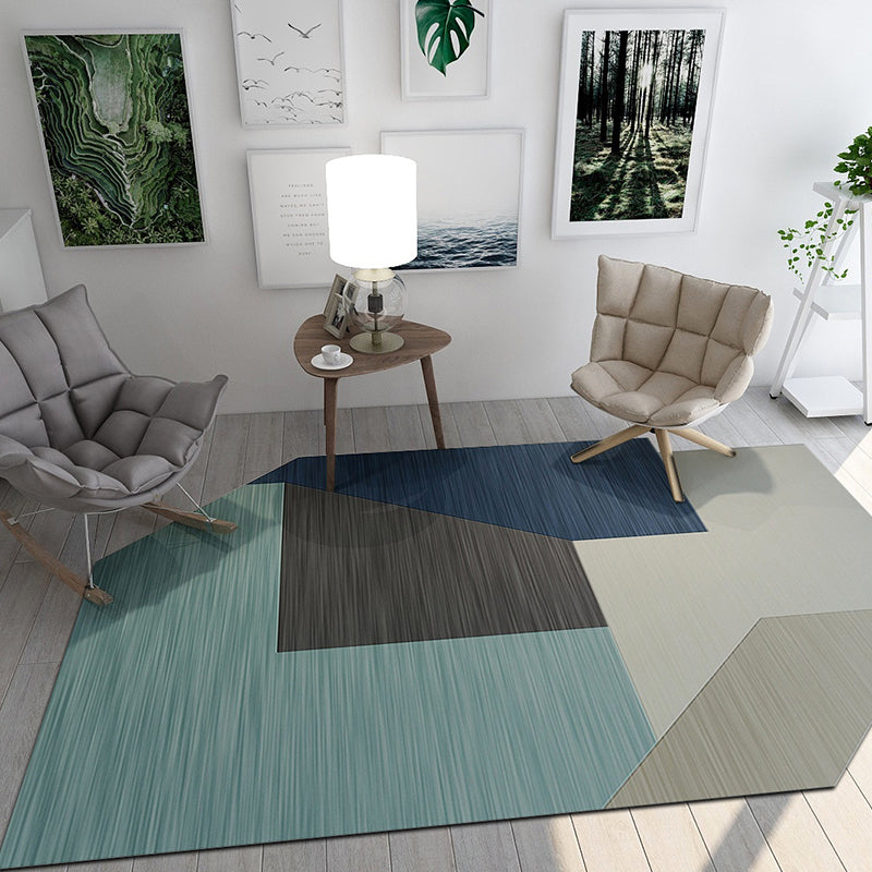 BowLift | Modern Living Room Irregular Carpet Colorful Block Pattern Carpet Polyester Pet-Friendly Carpet