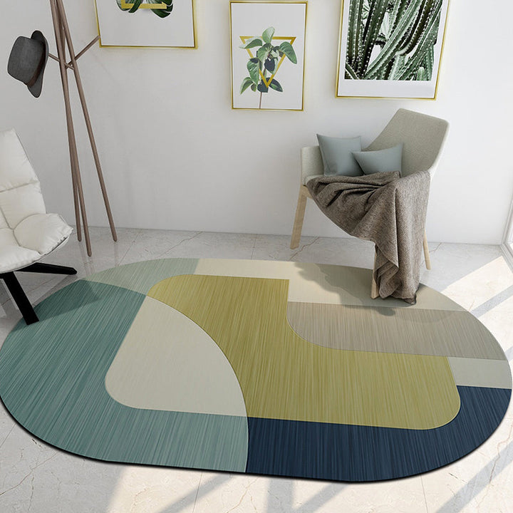 BowLift | Modern Living Room Irregular Carpet Colorful Block Pattern Carpet Polyester Pet-Friendly Carpet