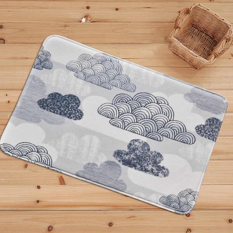 White and grey children's room carpet fairy cloud rain shower pattern carpet polyester machine washable carpet | Bowlift