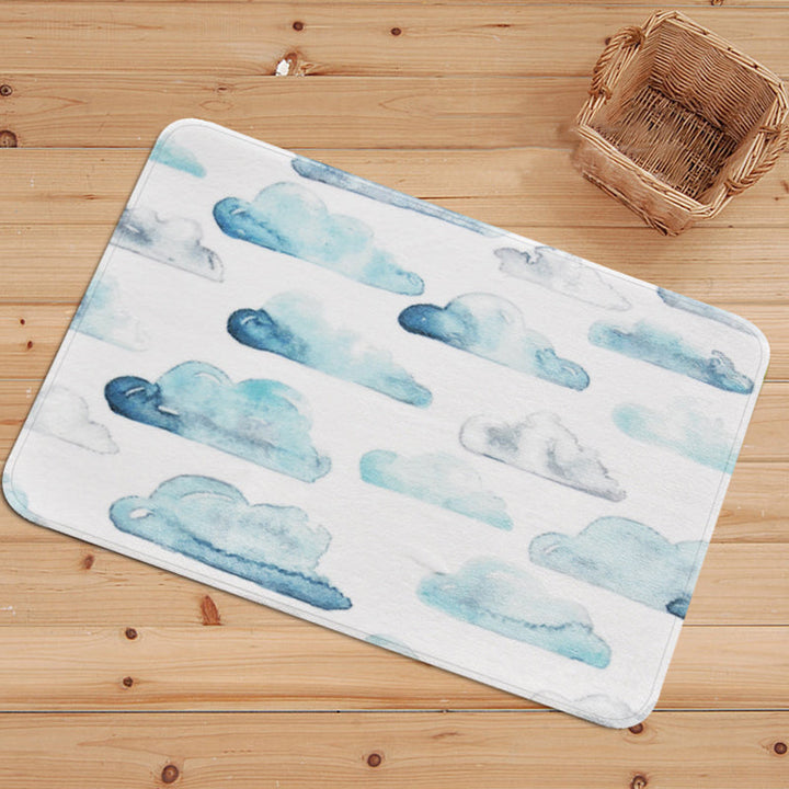 White and grey children's room carpet fairy cloud rain shower pattern carpet polyester machine washable carpet | Bowlift