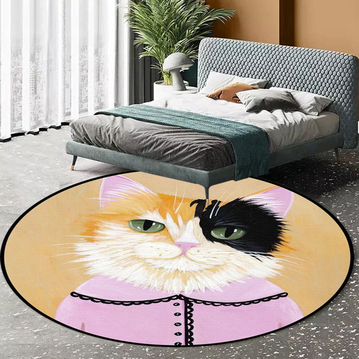 BowLift | Kids Bedroom Carpet in Green and Blue Animal Cat Glass Print Carpet Polyester Pet-Friendly Area Rug
