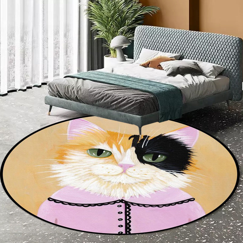 BowLift | Kids Bedroom Carpet in Green and Blue Animal Cat Glass Print Carpet Polyester Pet-Friendly Area Rug